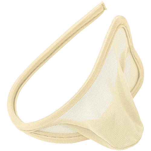 renvena Men's Sexy Sheer Mesh Bulge Pouch C-String Cock Bag Briefs Panties T-Back Underwear Nude One Size