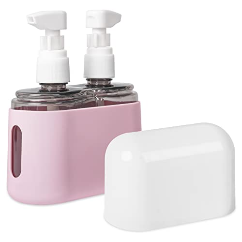 Yamadura Travel bottles for Toiletries, TSA Approved Travel Containers, Refillable, Portable, Spray Bottles and Pump Bottles with Labels for Creams, Perfumes and Shampoos (Pink)