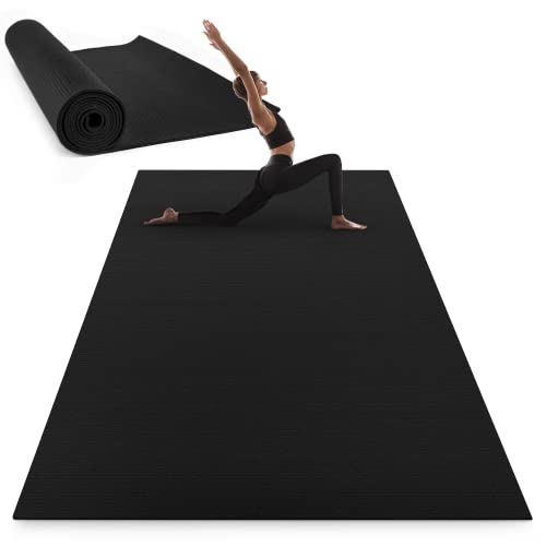 SourceOne Fitness Thick Exercise Mat 9 x 6 Shock Absorbing Workout Mat designed for use in a home or Black 6 feet x 9 feet