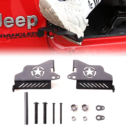 cartaoo Upgrade Foot Pegs Stainless Steel Black Metal Front Foot Rest Kick Panel for 2007-2022 Jeep Wrangler JK JKU JL JLU&Gladiator JT Accessories (1Pair)