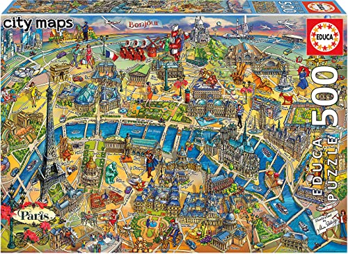 Educa Borras 18452 Serie Paris City Map 500 Piece Puzzle