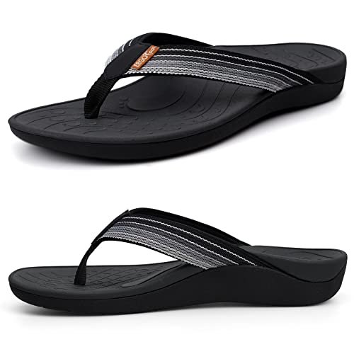 ERGOfoot Orthotic Flip Flops for Flat Feet, Plantar Fasciitis Feet Thong Sandal with Arch Support, Foot Pain Relief Comfortable Walk for Women Menby