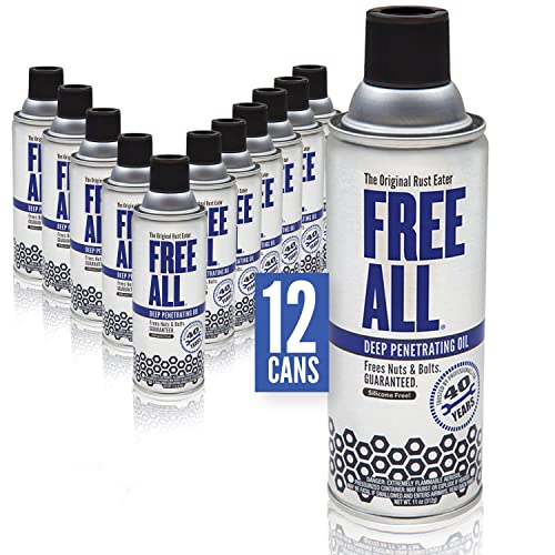 Free All Deep Penetrating Oil Rust Remover, Loosen Rusty Nuts & Bolts, Screws, Clamps, Pipes, 11 oz. Aerosol, 12 Pack