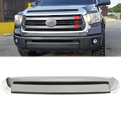 Kojem Hood Molding Compatible with 2014-2021 Toyota Tundra Hood Scoop Chrome Platinum Style Silver Front Upper Grille Replacement for 761800C030 TO1231102 REPT133702