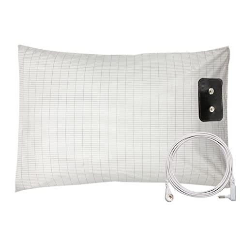 Silver Conductive Grounding Pillowcase with Grounding Connection Cord for Better Sleep Fits Queen Size Safe(20X30in) 1PCS