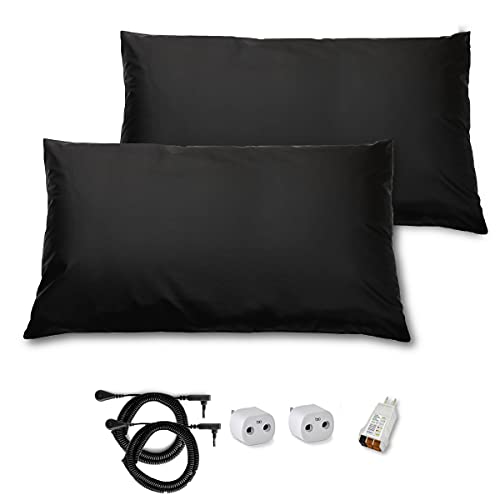Grounding Pillow Case 2 Pack, King Size Pillow Covers to Improve Sleep, Energy, Snoring, and Beauty with Clint Obers EARTHING Products