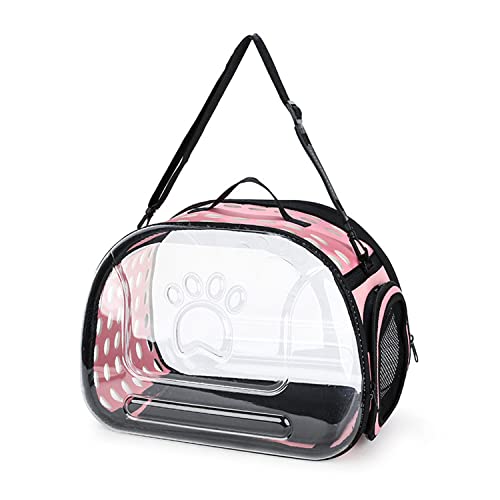 Soft Pet Carrier Transparent Collapsible Transparent cat Carriers,Travel Pet Bubble Backpack for Cats and Puppies for Travel, Hiking and Outdoor Use (Pink, Handbag)