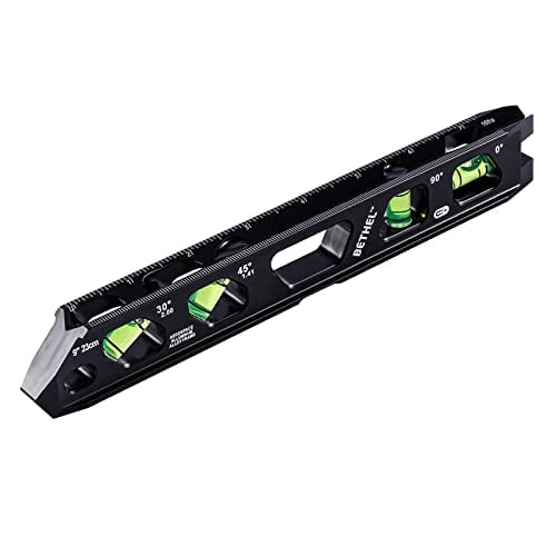 Torpedo Level, Magnetic Conduit Level with 4 Vials, V-Groove and Magnet Track,Aluminum Alloy Construction, High Viz Black (9 inch)