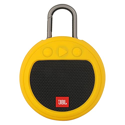 Zaracle Flexible Protective Case Silicone Carrying Case Cover for JBL Clip 3 Waterproof Portable Bluetooth Speaker (Yellow)