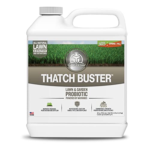 Turf Titan Thatch Buster - Liquid Aeration for Lawn Soil - Easy-to-Use Liquid Soil Loosener and Soil Conditioner for Lawns - 32 oz