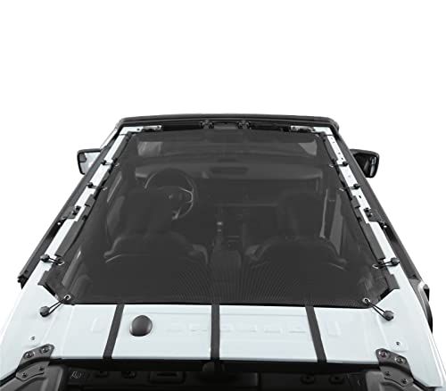 POETRYXIAO Sunshade Mesh Bimini Top Roof for 2021-2022 Ford Bronco 4 Door,Full Length Sun Shade Soft Top Provides UV Sun Protection