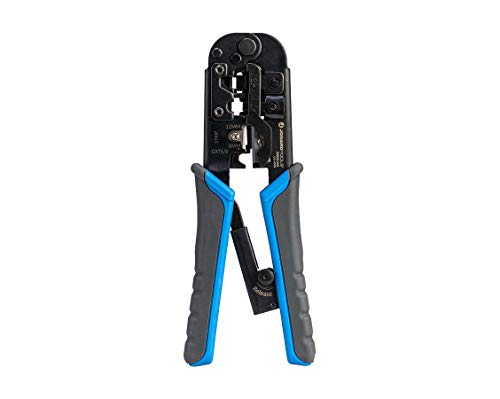 Jonard Tools UC-4569 Pass-Through 6-in-1 Modular All-in-One Cut, Strip, and Crimping Tool for Video, Telecom, Datacom and More, Blue