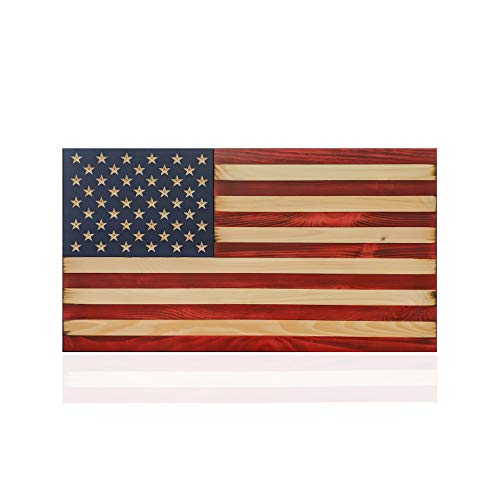 Flags of Valor American Flag Wall Decor, Liberty Wooden American Flag, 19 1/2" x 36", Patriotic Wall Art Made in USA Handmade by Veterans, Ready to Hang US Flag for Room Decor, Medium