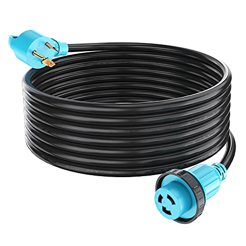 CircleCord 30 Amp 25 Feet RV Power Cord Twist Locking, Heavy Duty 10 Gauge 3 WireSTW Pure Copper Wire with Grip Handle, TT-30P to L5-30R with Cord Organizer for RV Trailer Campers