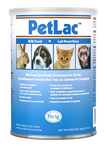 PetAg Petlac Milk Powder - Food Source for Orphaned Animals - Similar to Mother's Milk - Milk Replacer Formula - 300 g