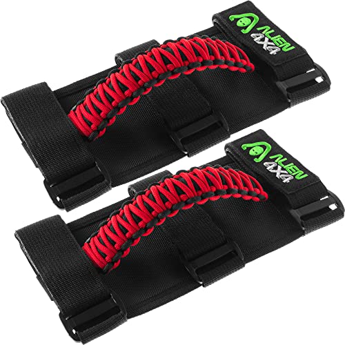 Alien Sunshade Jeep Grab Handles (Red) - Fits 1955 - 2023 Jeep Wrangler JL, JK, TJ, YJ & Jeep Gladiator Accessories - Jeep Wrangler Accessories Grab Handles - Jeep Accessories