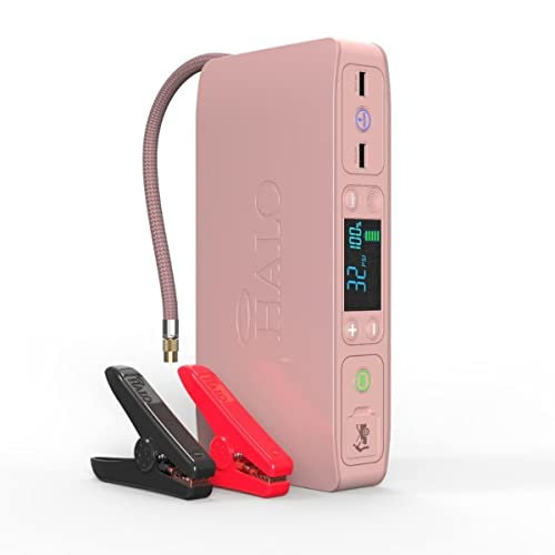 HALO Bolt Air +, Portable Vehicle Jump Starter, Air Compressor, & Power Bank with Digital Display, Rose