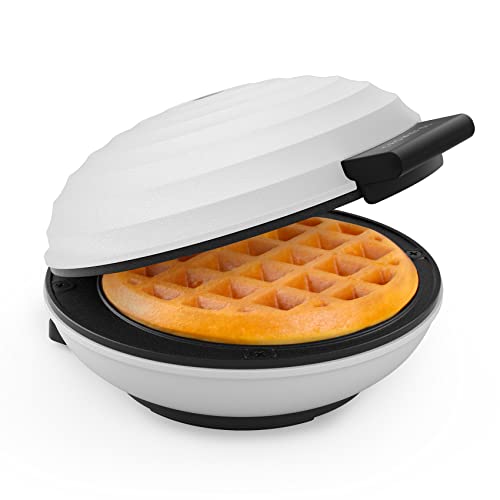 CROWNFUL Mini Waffle Maker Machine, 4 Inch Chaffle Maker with Compact Design, Easy to Clean, Non-Stick Surface, Recipe Guide Included, Perfect for Breakfast, Dessert, Sandwich, or Other Snacks, White