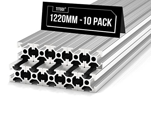 10PCS 48inch(1220mm) T Slot 2020 Aluminum Extrusion Profile for 3D Printer and CNC DIY, High-Strength European Standard Extruded Aluminum Linear Rail Guide, Anodizing Technology(Silver)