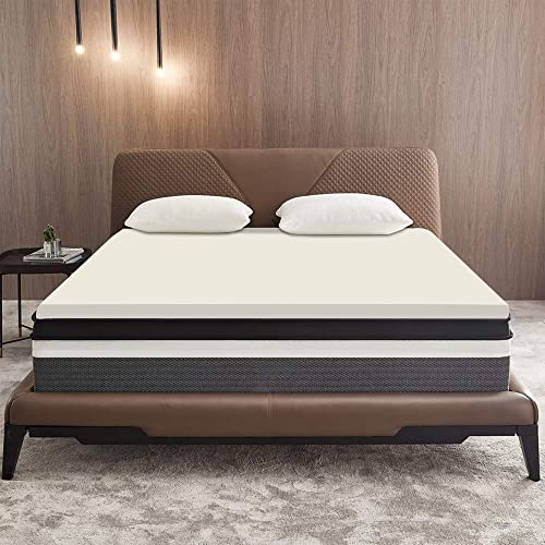 Nutan 1-inch Breathable Foam Mattress Topper for Orthopedic Support | Premium Supporting Bed Pads with Luxurious Softness, Comfortable Bed Toppers for Back Pain and Better Sleep, King, Off White