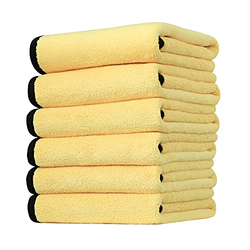 Dry Towel for Cars, 6PCSMicrofiber Extra Thick Cleaning Cloths,Car Drying Towel Scratch-Free Car Detailing Buffing Polishing Soft Super Absorbent Towel 800 GSM 12 in x24 in