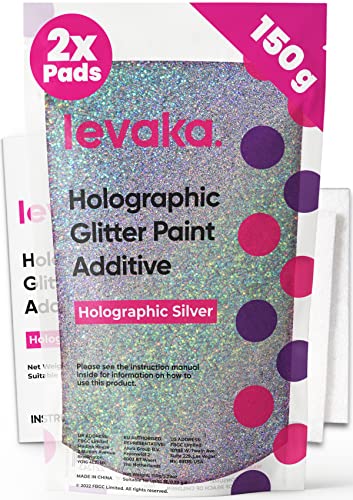 Glitter for Paint [5.3oz]  Holographic Silver with 2 x Buffing Pads  Glitter for Painting Walls for Luminous Paint Finish on Interior or Exterior Walls, Ceilings, and Wood - Glitter Paint Additive