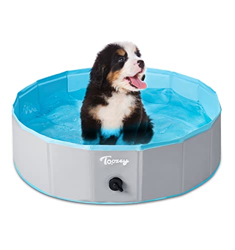 Toozey Dog Pool, 31.5" x 7.9" Slip-Resistant Kiddie Pool, Foldable PVC Dog Pet Swimming Pool, Hard Plastic Pool for Kids, Portable Pools for Large Medium Small Dogs & Kids