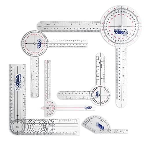 ASA TECHMED 6 Pcs 360 12, 8 and 6 Inch Medical Spinal Goniometer Angle Protractor Angle Ruler