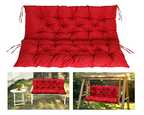 COSNUOSA Swing Replacement Cushions Waterproof Porch Swing Cushions 2-3 Seater Outdoor Swing Cushions for Outdoor Furniture Red 47x40 Inches