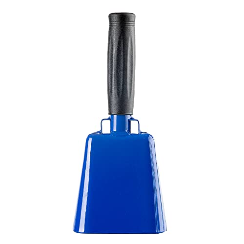Steel Cow Bell with Handle Cowbells,Cheering Bell and Loud Noise Makers Hand Bells for Sporting Events,Football Games,School Bell,Farm Hand Chimes Percussion Musical Instruments (8 inch Blue)