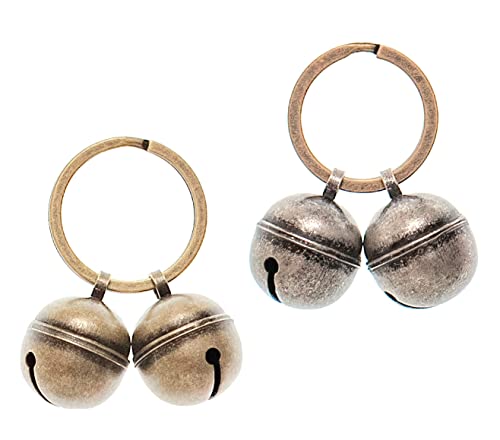 4 Pcs Combo Cat and Dog Collar Bells, Pet Tracker, Round Two-Color Vintage Bells With 4 Key Ring Pendant Bells, Loud, Anti-Lost Training Bells