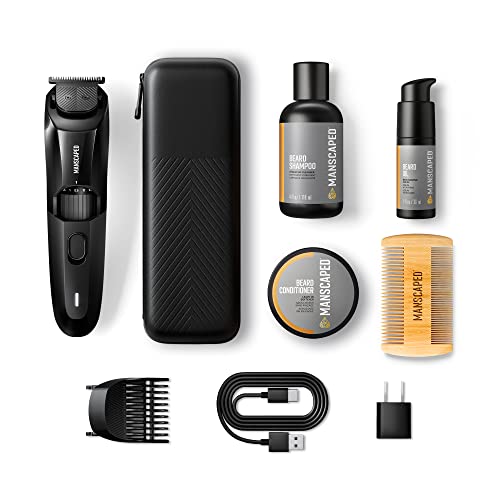 MANSCAPED The Beard Hedger Advanced Kit Includes Our Premium Precision Beard & Mustache Trimmer, Hydrating Shampoo, Softening Conditioner, Moisturizing Oil & Facial Hair Comb