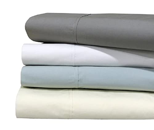 Oversized (120x112) Cotton Percale Flat Sheet Only for King Beds, Solid Ivory