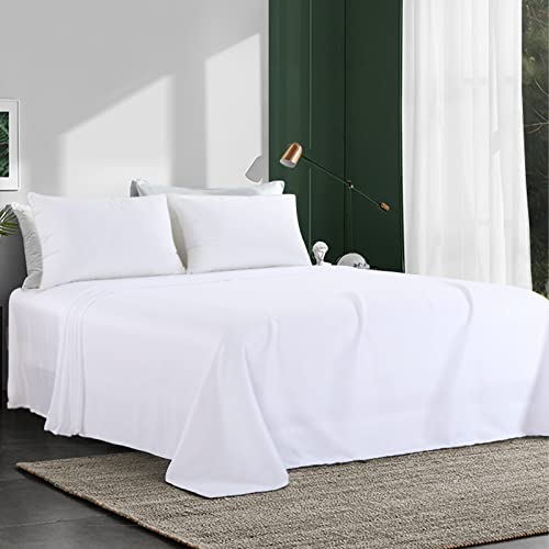 HOMBYS White Oversized King Flat Sheets Extra Large,Soft & Durable Bed Sheet,Smooth & Breathable Top Sheet 120 in x120 in