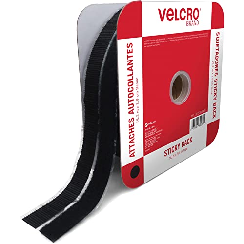 VELCRO Brand - Sticky Back Tape Bulk Roll | 50 ft x 3/4 in | Black | Cut Hook and Loop Adhesive Strips to Length | Create Vertical Storage, Save Space, Keep Your Home, Office or Work Site Organized