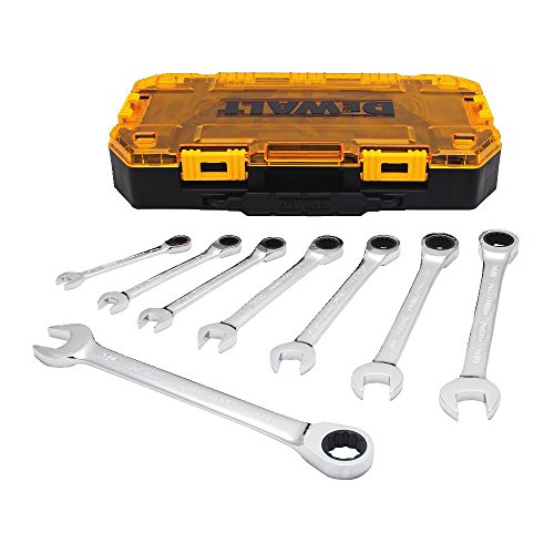 DEWALT Wrench Set, Combination Ratchet Wrench SAE, Direct Torque Technology, Lockable Case Included, 8 Piece (DWMT74733)