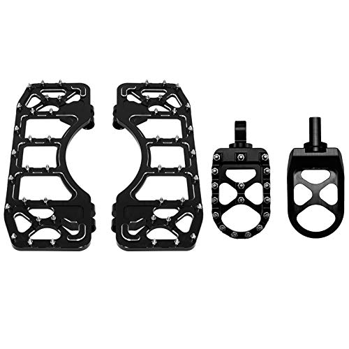 YHMTIVTU CNC Wide Foot Pegs Floorboards Set Offroad Driver Passenger Footpegs Set Chopper Bobber Style Compatible with Harley Touring Road Glide Softail Fatboy Dyna 2 Pairs