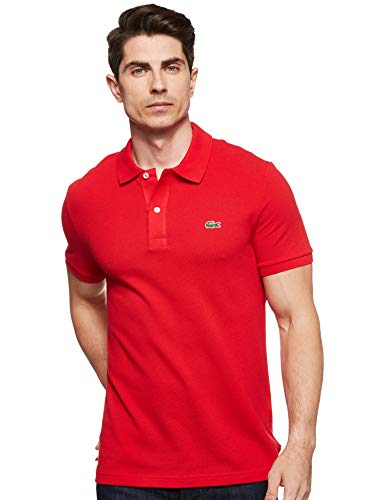 Lacoste Men's Classic Pique Slim Fit Short Sleeve Polo Shirt, Red, L