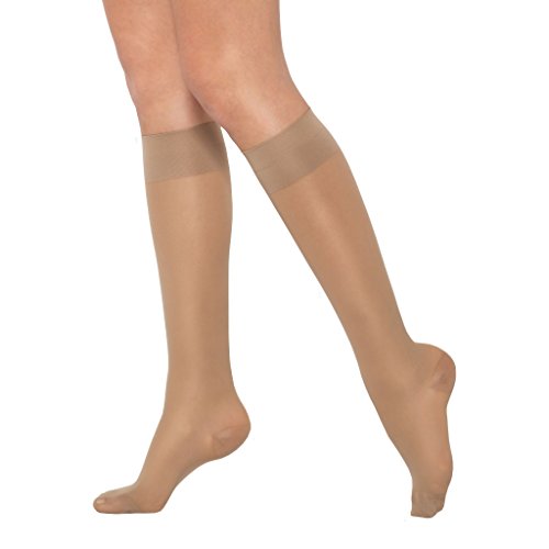 Healthweir Sheer Compression Knee High Stockings for Women 15-20 (EU 18-22) mmHg (3, Skin)