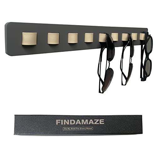 FINDAMAZE Sunglasses Organizer Wood Sunglasses Storage Wall Mounted Eyeglasses Holder Eyewear Display,Home Decor, (Gray-1pcs-long)