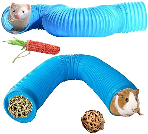 Collapsible Pet Tunnel, 2 PCS Hamster Fun Plastic Tunnels,Foldable HideawayExercising Training Tube ToysforDwarf Hamster, Guinea Pig, Gerbil, Mouse, Rat and Ferrets