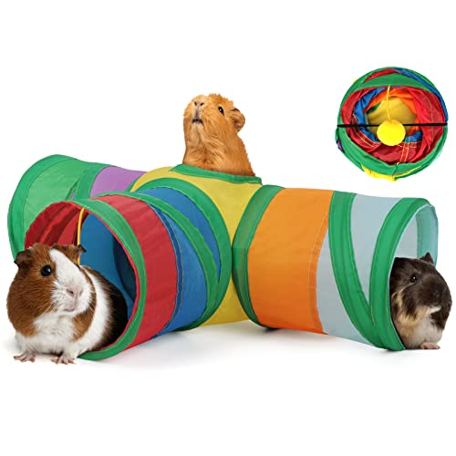 YUEPET 5.9" Guinea Pig Tunnels & Tubes Collapsible Pet 3 Way Play Tunnel Toys Small Animal Hideout Hideaway for Guinea Pig Chinchilla Ferret Hamster Rat