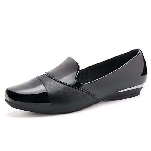 Ortho+rest Women Orthopedic Dress Shoes Bunions Loafers Slip On Orthotic Shoes (9,Black PU)