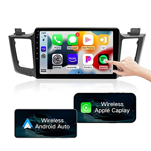 ViaBecs 10.2" Bluetooth Car Stereo Apple Carplay for Toyota RAV4 RAV 4 2013 2014 2015 2016 2017 2018 Head Unit Single Din Car Radio Support GPS Navigation WiFi FM/AM Handsfree Calling 1280x720