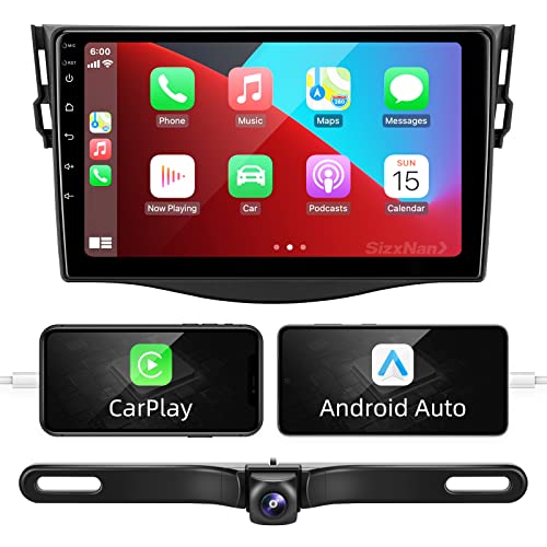 SizxNanv for Toyota RAV4 2006-2011 Android 10 Touch Screen Compatible with Carplay Android Auto,Car Radio Stereo Bluetooth Navigation Media Player GPS WiFi FM Rear Camera Head Unit (2GBRAM+32GBROM)