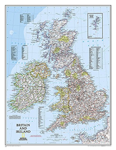 National Geographic Britain and Ireland Wall Map - Classic - Laminated (23.5 x 30.25 in) (National Geographic Reference Map)