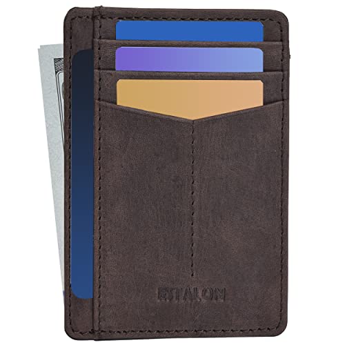Real Leather Wallet for Men & Women - RFID Slim Credit Card Holder Front Pocket Minimalist Small Cute Wallets with ID Window
