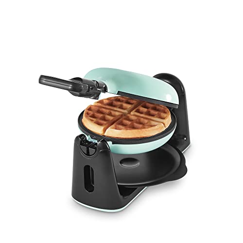 DASH Flip Belgian Waffle Maker With Non-Stick Coating for Individual 1" Thick Waffles  Aqua