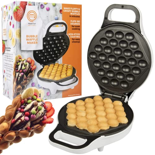 MasterChef Bubble Waffle Maker- Electric Non stick Hong Kong Egg Waffler Iron Griddle w FREE Recipe Guide-Homemade Breakfast, Non-Stick Appliance & Treats Desserts Under 5 Minutes, Fun Birthday Gift