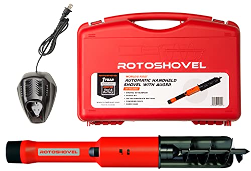 Rotoshovel 22 Inch Electronic Handheld Lithium Ion Battery Powered Digging, Trenching, Planting and Scooping Shovel with Automatic Shutoff (Rotoshovel 1 Battery)